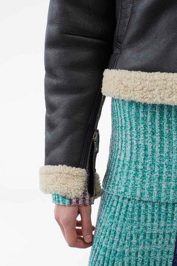 3.1 Phillip Lim Dolman Aviator Style Shearling Bomber BLACK-NATURAL