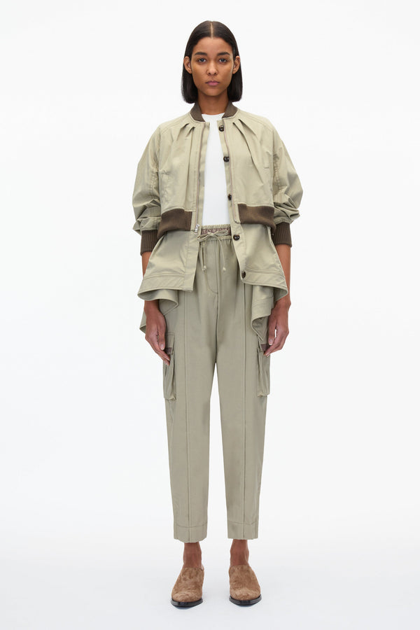 3.1 Phillip Lim Double Layered Flounce Bomber Jacket BLACK