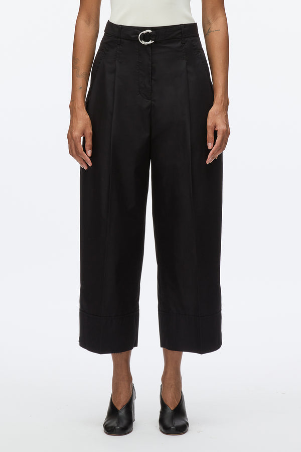 3.1 Phillip Lim Double Pleat Wide Cropped Pant BLACK