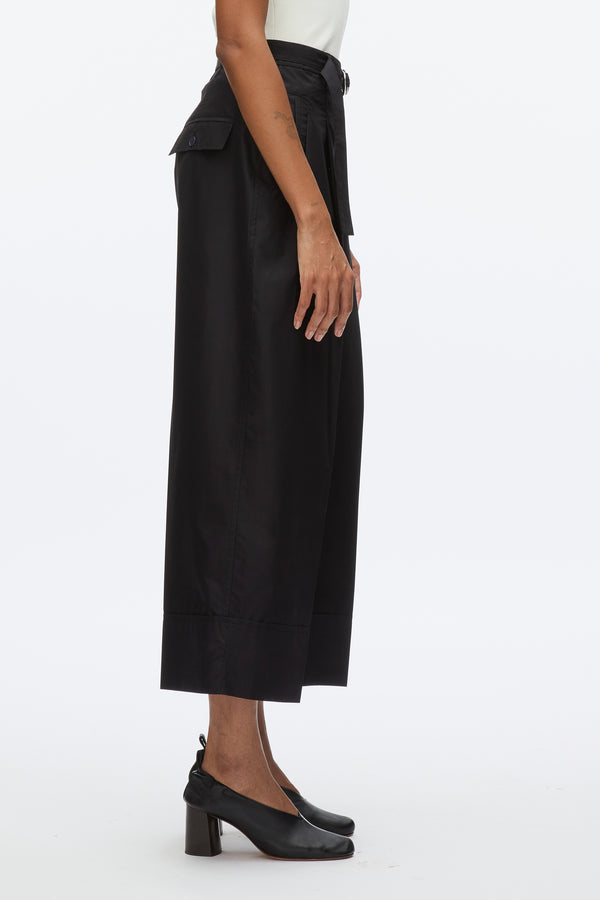 3.1 Phillip Lim Double Pleat Wide Cropped Pant BLACK