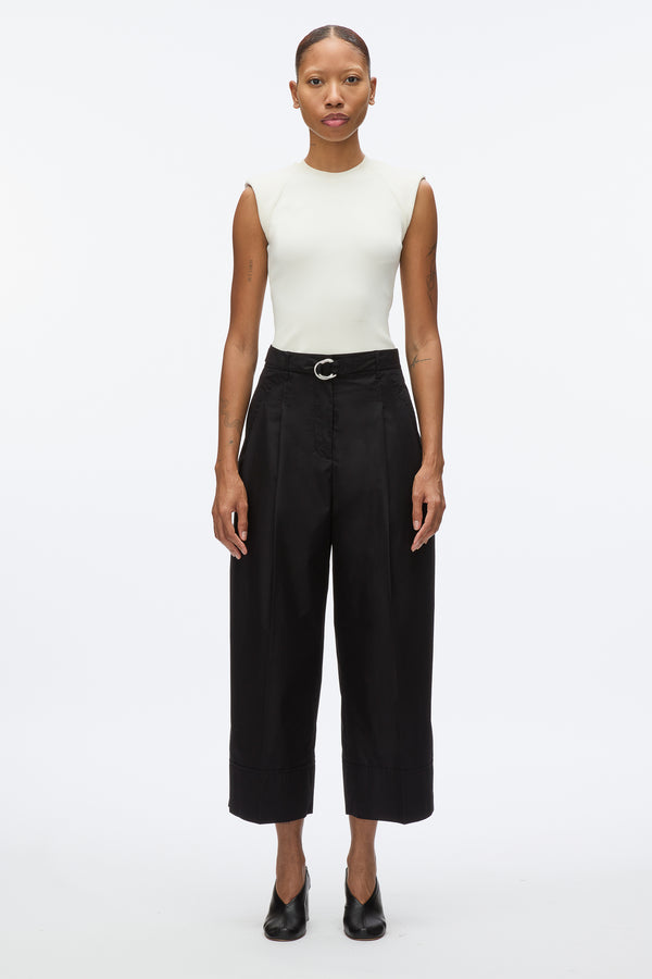 3.1 phillip lim Double Pleat Wide Cropped Pant BLACK