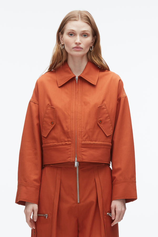 3.1 Phillip Lim Double Zip Cropped Utility Jacket BRICK