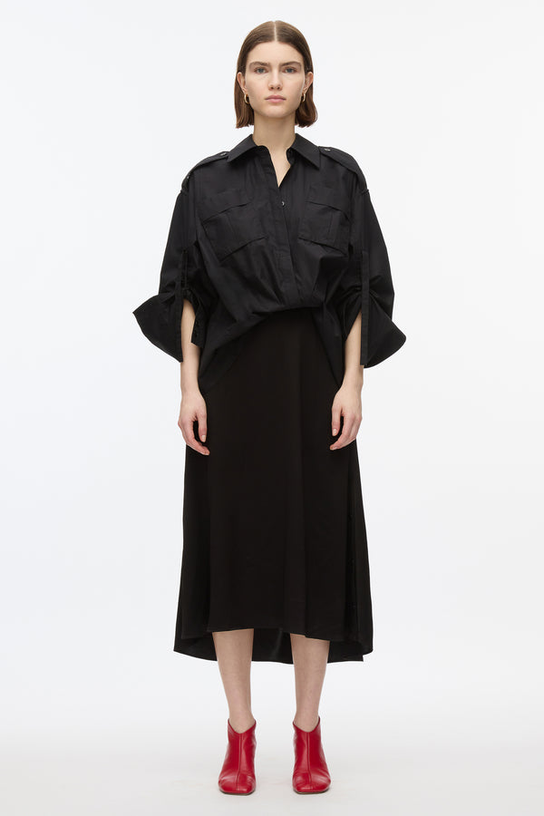 3.1 Phillip Lim Draped Shirt Combo Slip Dress BLACK