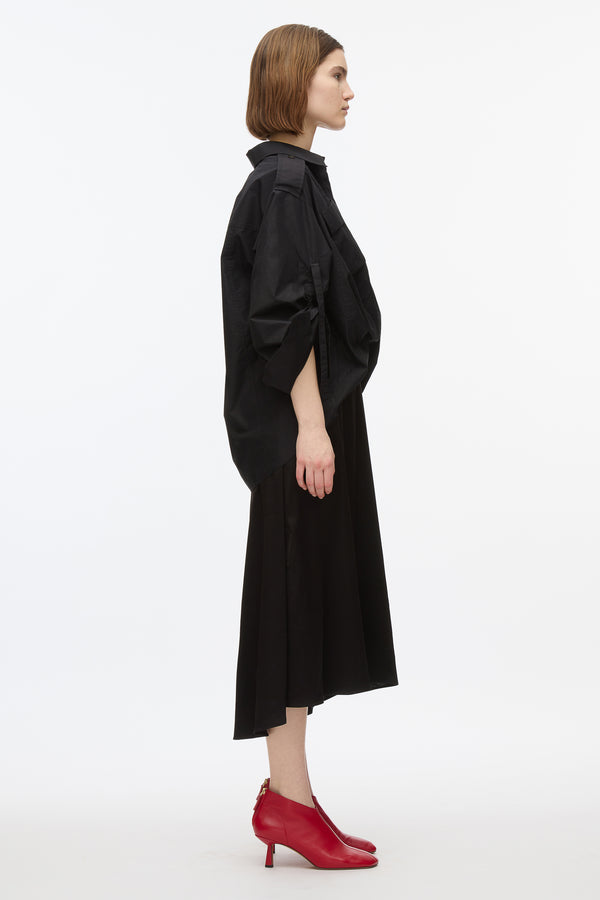 3.1 Phillip Lim Draped Shirt Combo Slip Dress BLACK