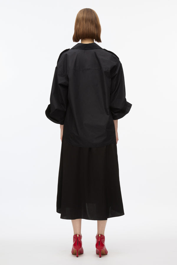 3.1 Phillip Lim Draped Shirt Combo Slip Dress BLACK