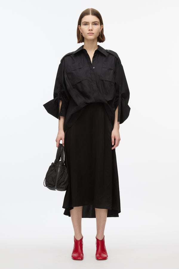 3.1 phillip lim Draped Shirt Combo Slip Dress BLACK