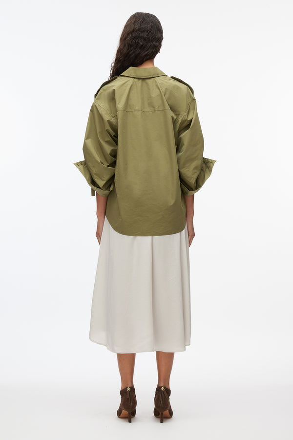 3.1 Phillip Lim Draped Shirt Combo Slip Dress OLIVE