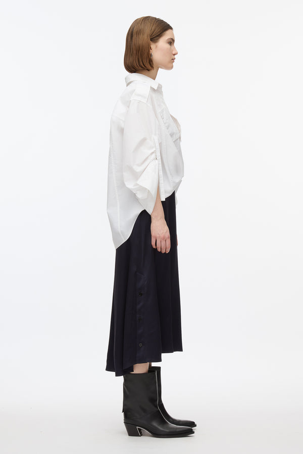 3.1 Phillip Lim Draped Shirt Combo Slip Dress WHITE
