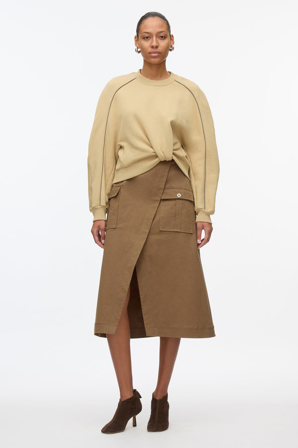 3.1 Phillip Lim Draped Sweatshirt Utility Dress KHAKI-OAK