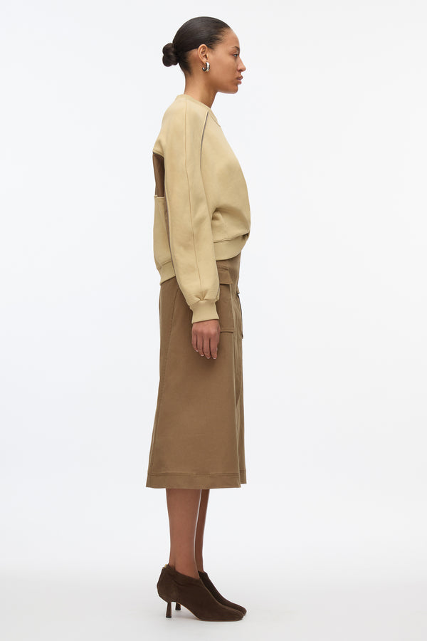 3.1 Phillip Lim Draped Sweatshirt Utility Dress KHAKI-OAK