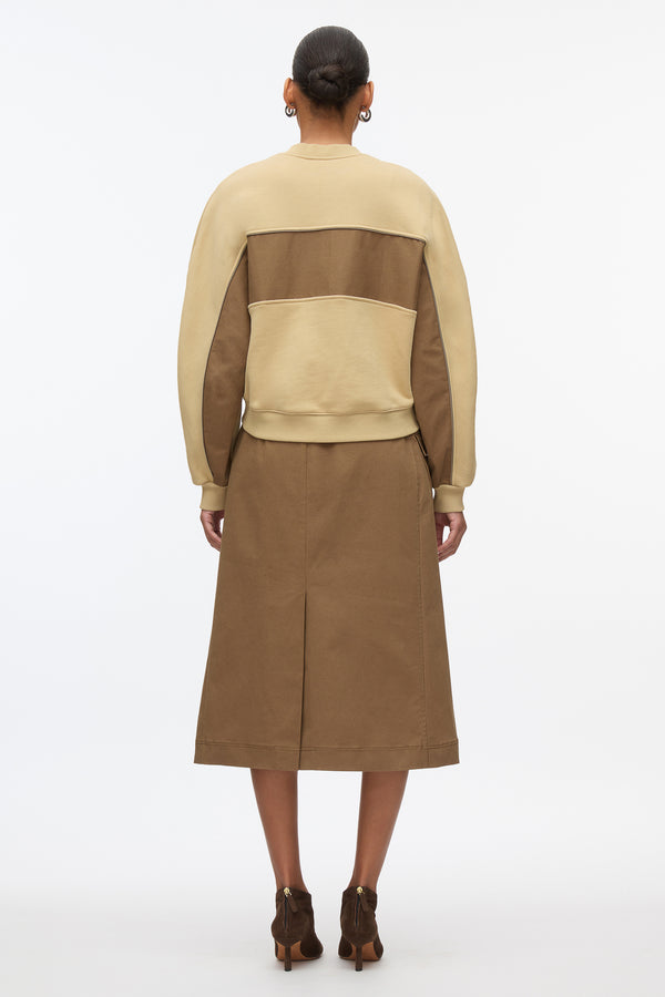 3.1 Phillip Lim Draped Sweatshirt Utility Dress KHAKI-OAK