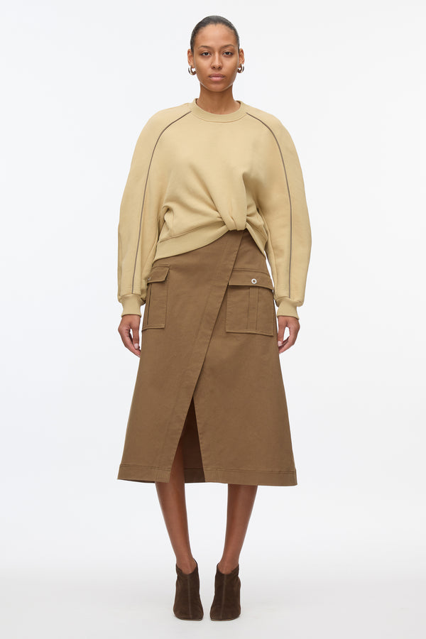 3.1 phillip lim Draped Sweatshirt Utility Dress KHAKI-OAK