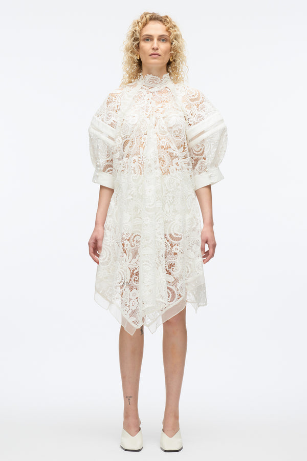 3.1 Phillip Lim Embroidered Lace Hankerchief Dress WHITE MULTI