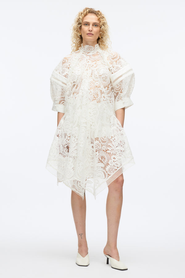 3.1 phillip lim Embroidered Lace Hankerchief Dress WHITE MULTI