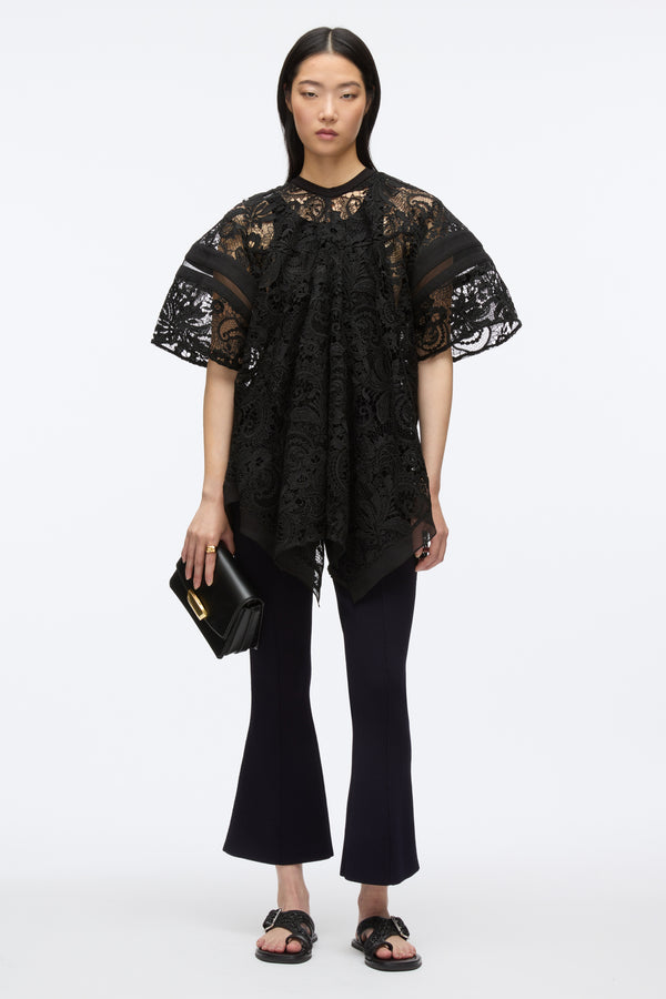3.1 phillip lim Embroidered Lace Hankerchief Top BLK MULTI