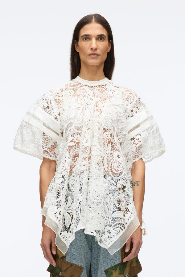 3.1 Phillip Lim Embroidered Lace Hankerchief Top WHITE MULTI