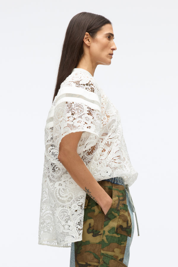 3.1 Phillip Lim Embroidered Lace Hankerchief Top WHITE MULTI
