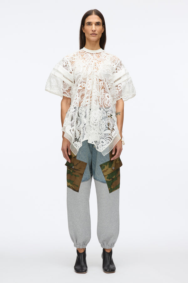 3.1 Phillip Lim Embroidered Lace Hankerchief Top WHITE MULTI
