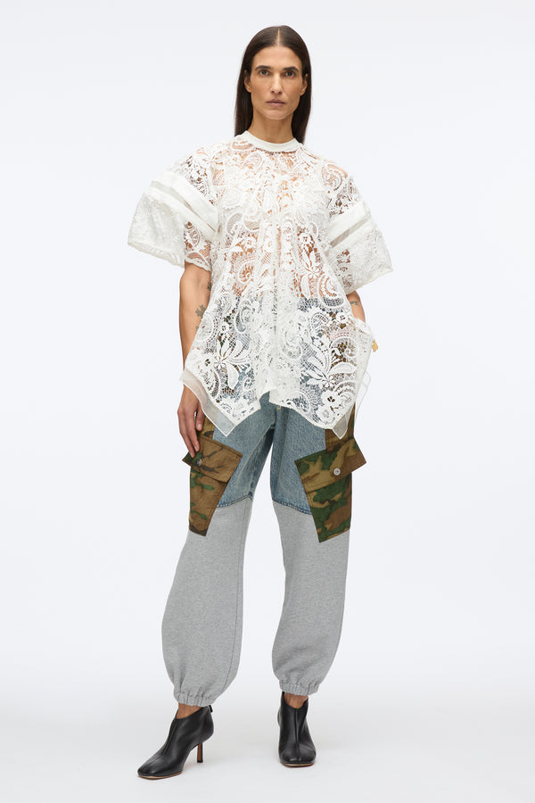 3.1 phillip lim Embroidered Lace Hankerchief Top WHITE MULTI