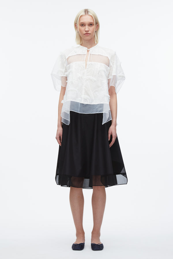 3.1 Phillip Lim Embroidery Voile Top With Organza Combo WHITE