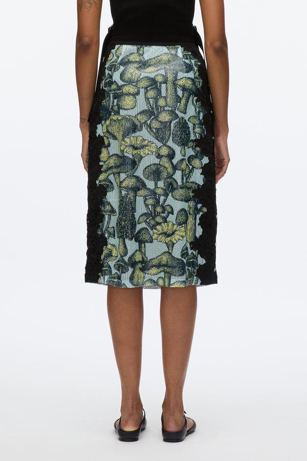 3.1 Phillip Lim Ethereal Mushroom Sequin Slip Skirt With Lace SKY BLUE MULTI