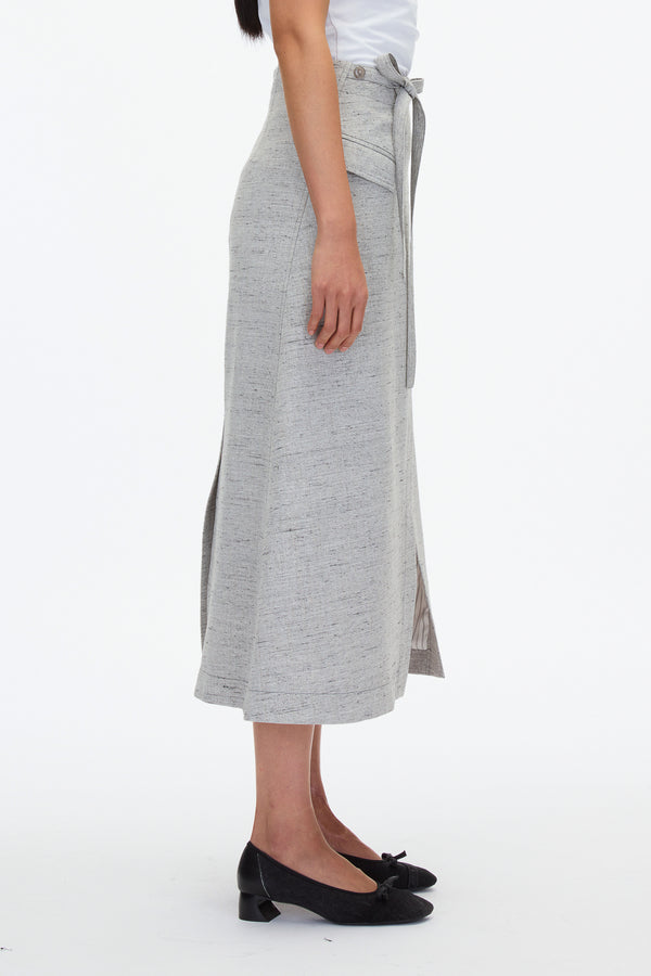 3.1 Phillip Lim Faux Wrap Half Skirt With Tie Waist CLOUD GREY
