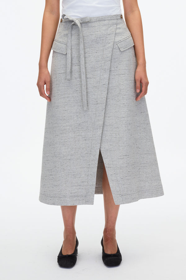 3.1 Phillip Lim Faux Wrap Half Skirt With Tie Waist CLOUD GREY