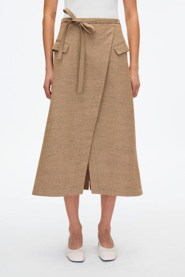 3.1 Phillip Lim Faux Wrap Skirt With Tie Waist FAWN