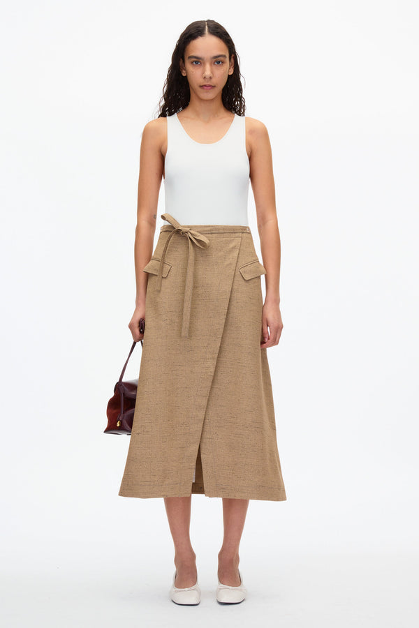 3.1 phillip lim Faux Wrap Skirt with Tie Waist FAWN