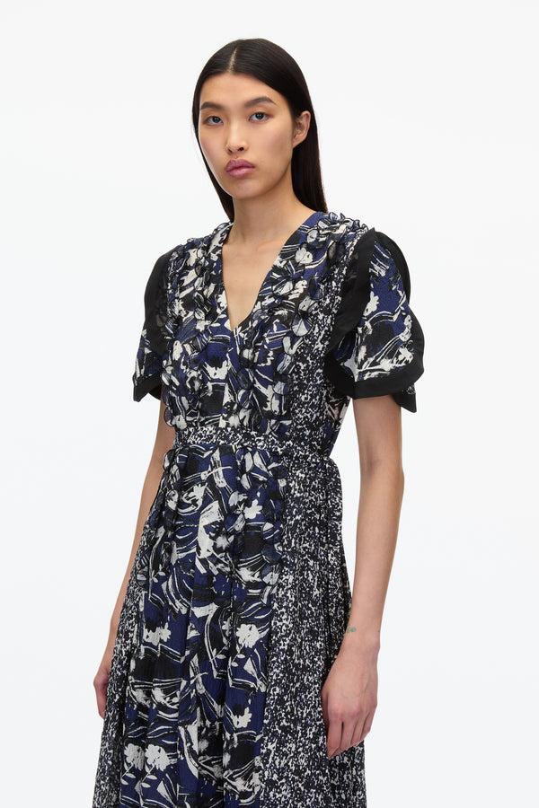 3.1 Phillip Lim Floral Impressions Midi Dress With Petal Sleeves MIDNIGHT MULTI