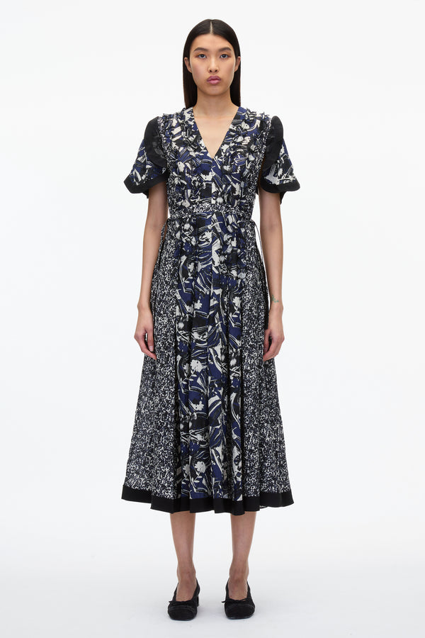 3.1 phillip lim Floral Impressions Midi Dress with Petal Sleeves MIDNIGHT MULTI