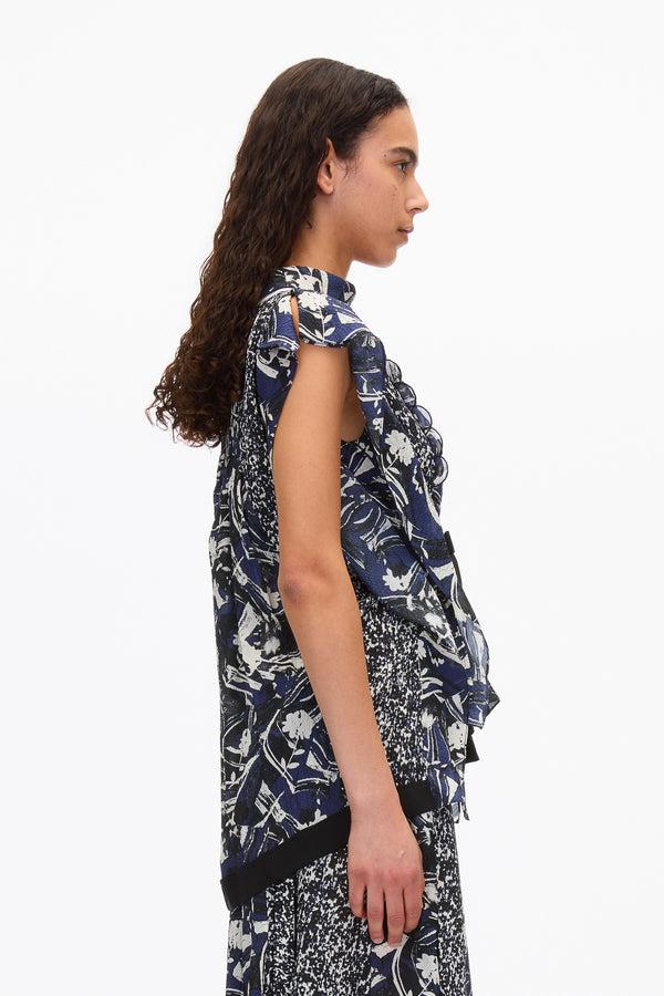 3.1 Phillip Lim Floral Impressions Pleated Blouse MIDNIGHT MULTI