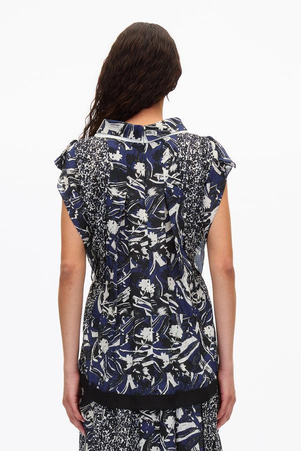 3.1 Phillip Lim Floral Impressions Pleated Blouse MIDNIGHT MULTI