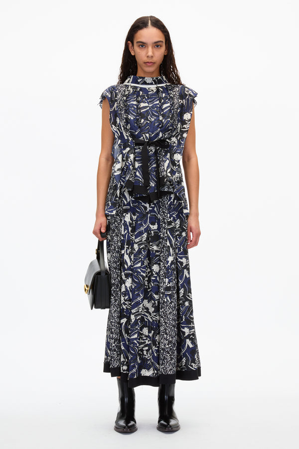 3.1 phillip lim Floral Impressions Pleated Blouse MIDNIGHT MULTI