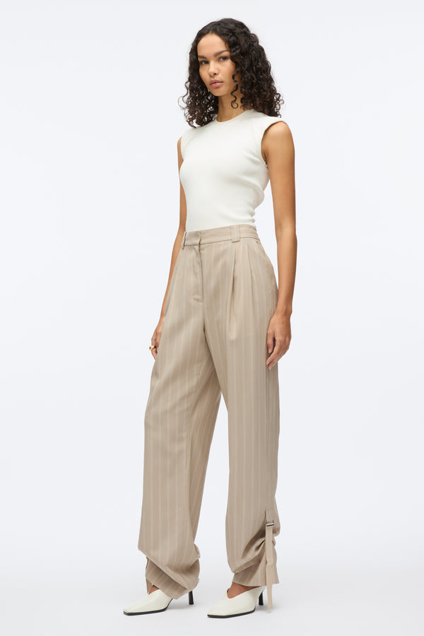 3.1 Phillip Lim Fluid Pinstripe Single Pleat Pants FAWN