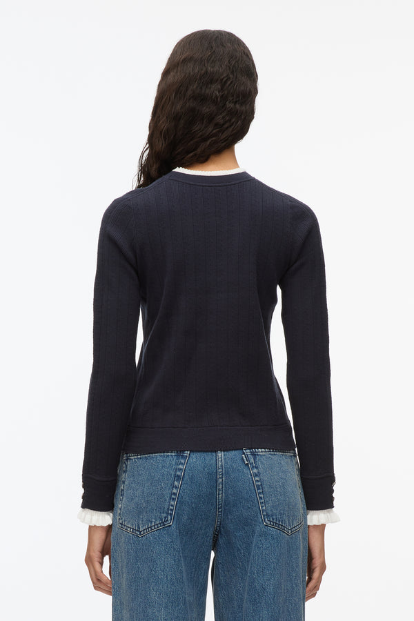 3.1 Phillip Lim Fluid Rib Sweater With Ruffle Cuff MIDNIGHT