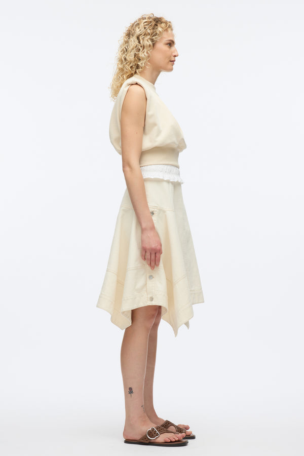 3.1 Phillip Lim French Terry Dress With Denim Combo ECRU-ECRU