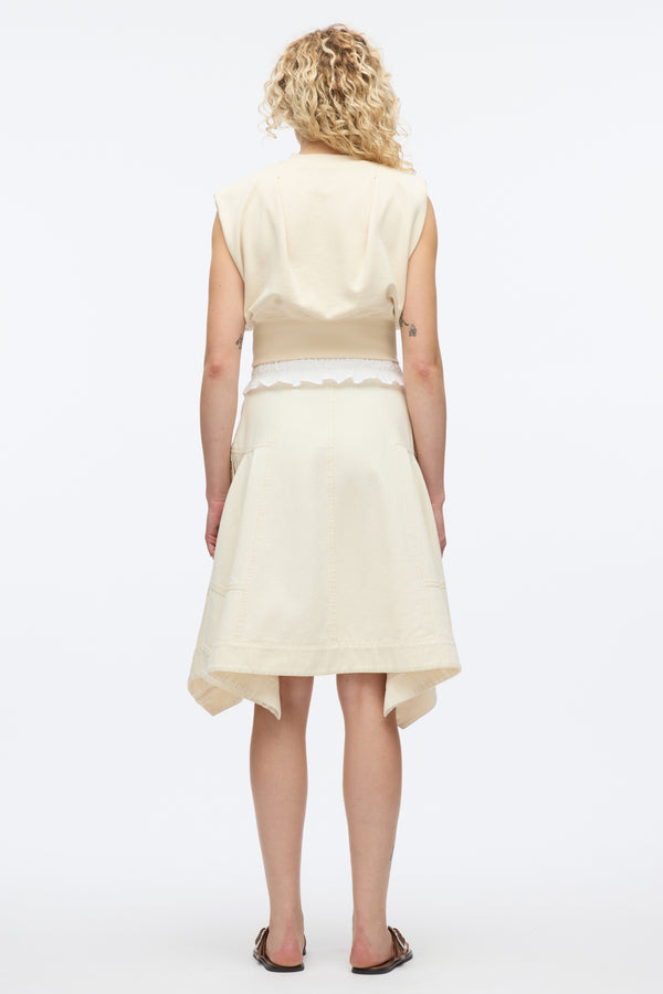 3.1 Phillip Lim French Terry Dress With Denim Combo ECRU-ECRU