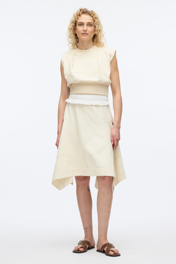 3.1 phillip lim French Terry Dress with Denim Combo ECRU-ECRU