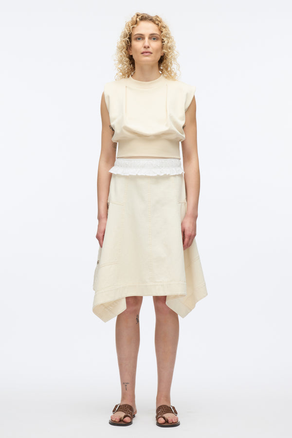 3.1 Phillip Lim French Terry Dress With Denim Combo ECRU-ECRU
