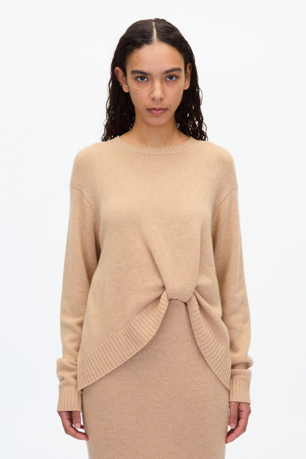 3.1 Phillip Lim French Tuck Knit Dress With Lace Trim BEIGE