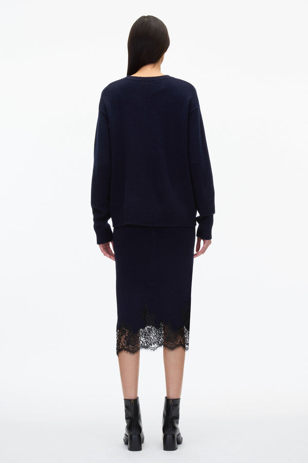 3.1 Phillip Lim French Tuck Knit Dress With Lace Trim BEIGE