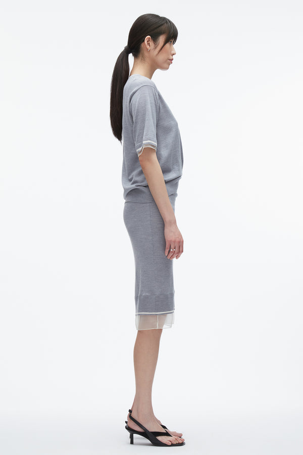 3.1 Phillip Lim French Tuck Knit Dress With Organza GREY MELANGE
