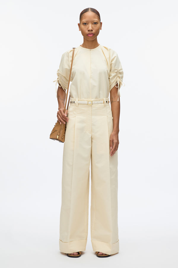 3.1 phillip lim Gathered Sleeve Band Collar Top GARDENIA