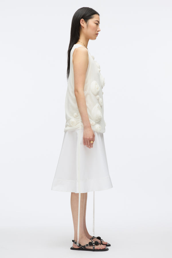 3.1 Phillip Lim Gauze Combo Tank Dress With Rosettes IVORY-WHT
