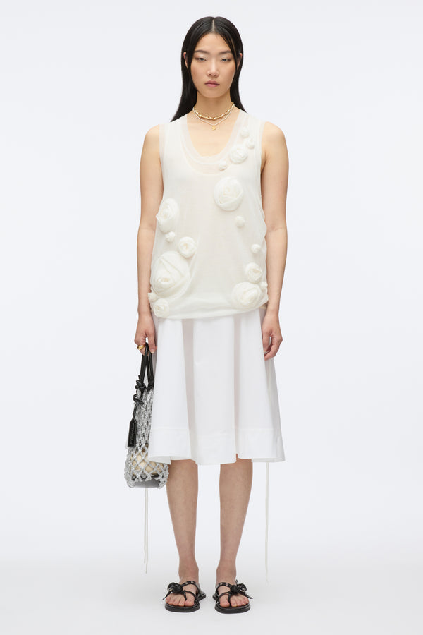 3.1 phillip lim Gauze Combo Tank Dress with Rosettes IVORY-WHT