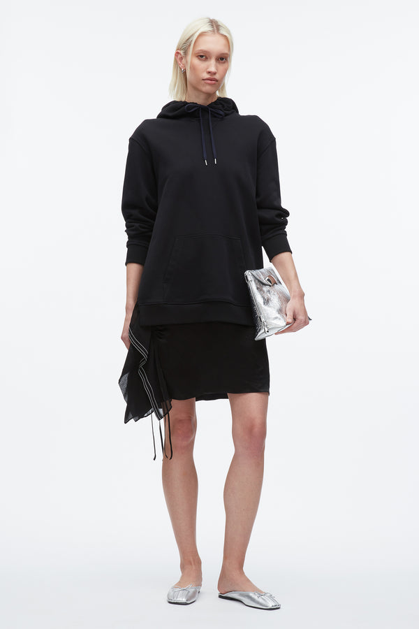3.1 phillip lim Hoodie Combo Dress with Satin Skirt MIDNIGHT
