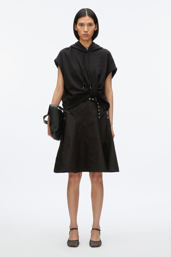 3.1 phillip lim Hoodie Dress with Flounce Skirt BLACK-BLACK