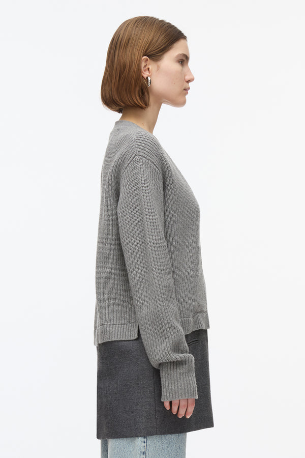 3.1 Phillip Lim Hybrid Cardigan With Blazer Hem MEDIUM MELANGE GREY-CHARCOAL