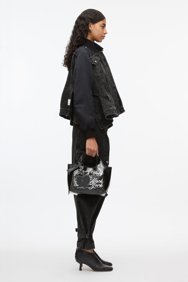 3.1 Phillip Lim Hybrid Denim Flight Jacket With Flounce Hem WASHED BLK